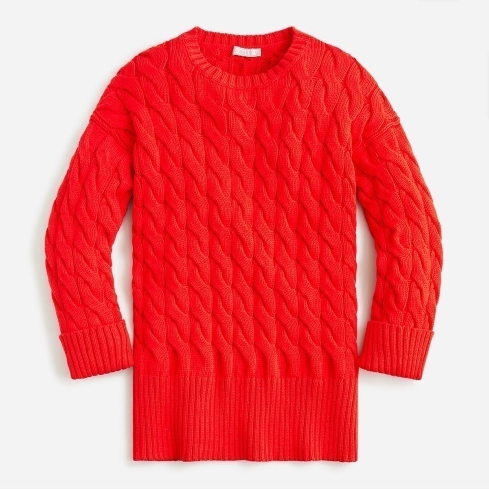 J.Crew Cotton Cable-Knit Side-Slit Crewneck Sweater Size S - M - Picture 11 of 17